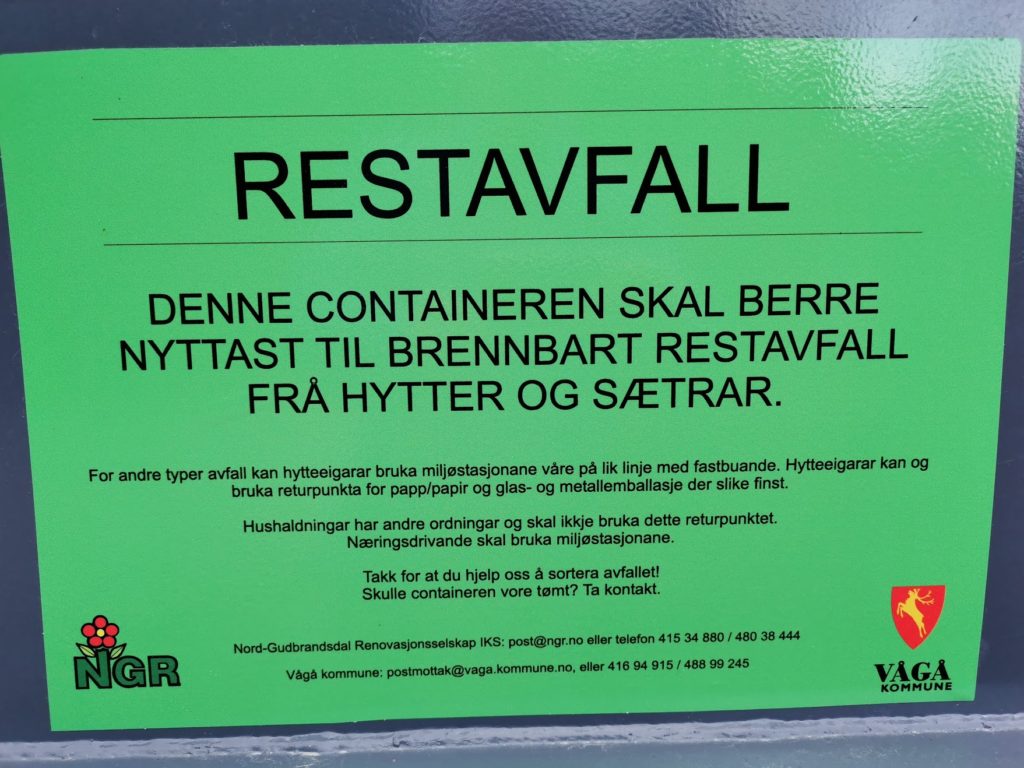 SN Hytteservice kan levere avfall frå hytta di.